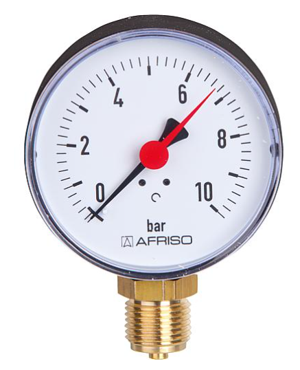 Manometer Ø80mm 0-16 bar, G1/2" Anschluss unten