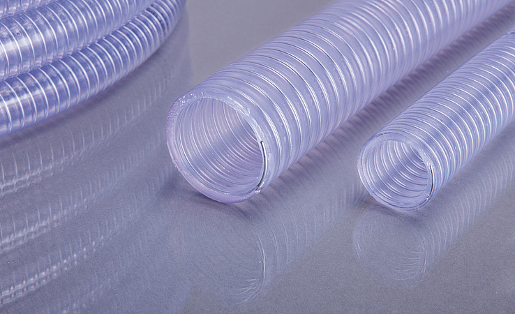 PVC Saug- und Druckschlauch mit Federstahlspirale, 51x61.8, farblos transparent, 50m-Rolle - CHF 26.09/m