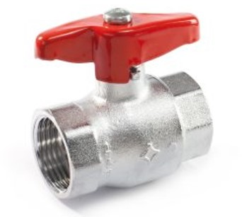 Kugelhahn mit Flügelgriff 1/2" IG/IG PN20, voller Durchgang, Messing vernickelt