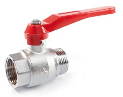Kugelhahn mit Hebel 1/2" IG/AG PN20, voller Durchgang, Messing vernickelt
