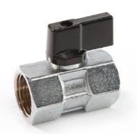 Mini Kugelhahn 1/2" IG/IG DN15, PN10, reduzierter Durchgang, Messing vernickelt