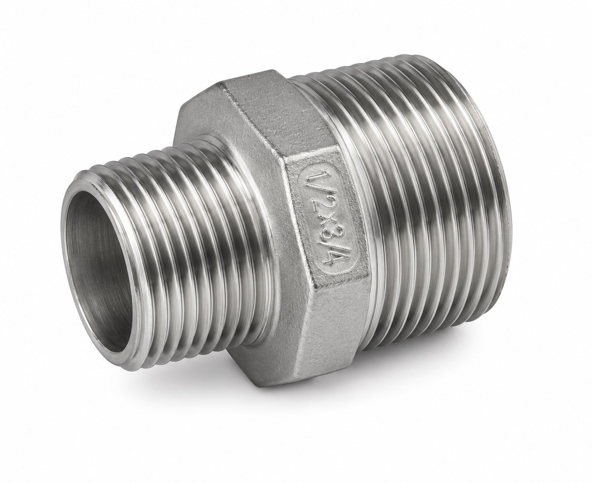 Doppelnippel- Reduziert AG 1"x1/2" Edelstahl