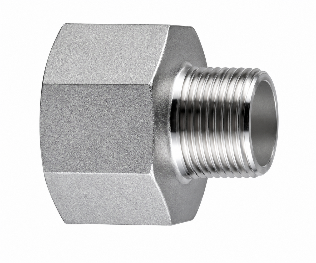 Muffennippel-Reduziert IG 1" x AG 3/4" Edelstahl